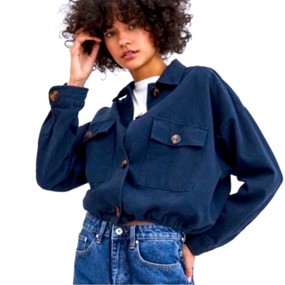 Zara TRF Navy Blue Bomber Jacket